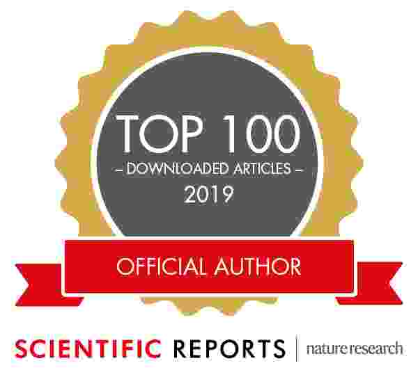 Scientific Reports Nature research top 100 downloads badge